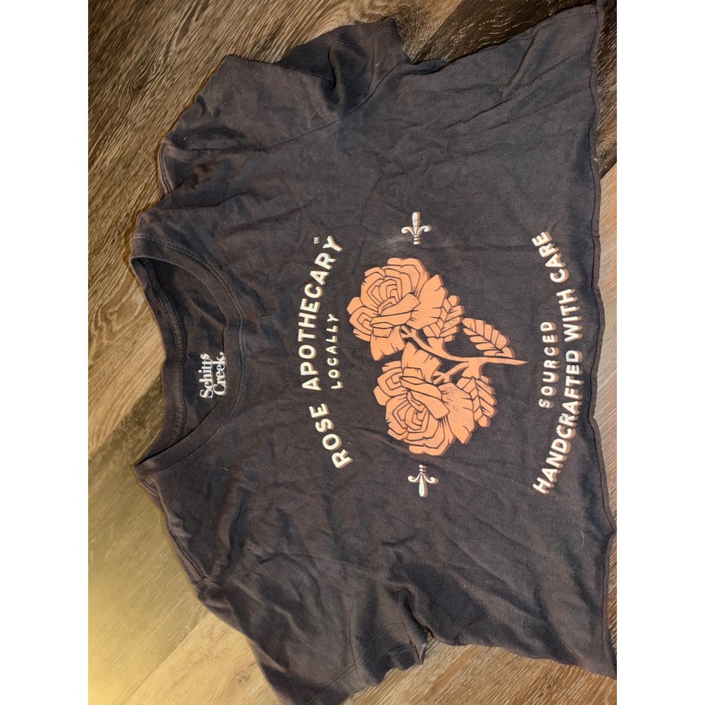 Schitts Creek Rose Apothecary Graphic Crop Top Charcoal Grey Large Cotton Tee